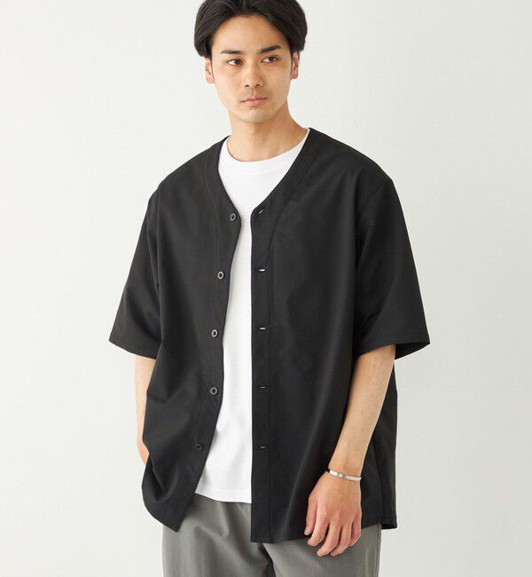 SHIPS Colors 「SHIPS Colors:〈洗濯機可能〉MoveFit(R) ノーカラー ショートスリーブ シャツ」|シャツ・ブラウス|