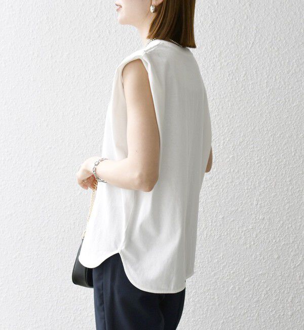 SHIPS any「SHIPS any:〈抗菌防臭/洗濯機可能〉USAコットン ラウンドヘム ノースリーブ TEE」|Tシャツ・カットソー|