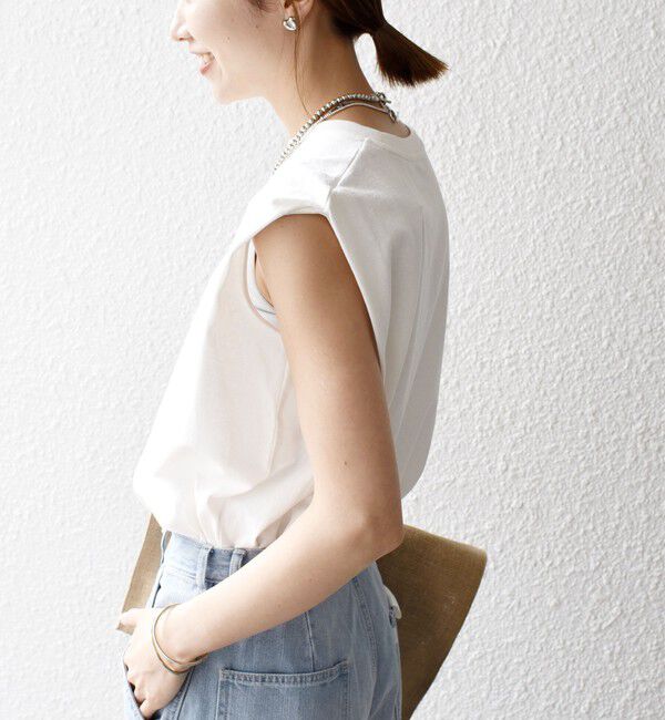 SHIPS any「SHIPS any:〈抗菌防臭/洗濯機可能〉USAコットン ラウンドヘム ノースリーブ TEE」|Tシャツ・カットソー|