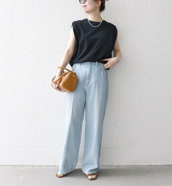 SHIPS any「SHIPS any:〈抗菌防臭/洗濯機可能〉USAコットン ラウンドヘム ノースリーブ TEE」|Tシャツ・カットソー|