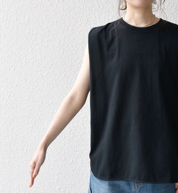 SHIPS any「SHIPS any:〈抗菌防臭/洗濯機可能〉USAコットン ラウンドヘム ノースリーブ TEE」|Tシャツ・カットソー|