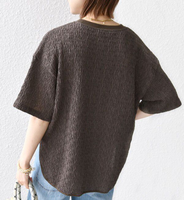 SHIPS for women「〈手洗い可能〉ランダム ブルーゼ ショート スリーブ プルオーバー」|Tシャツ・カットソー|