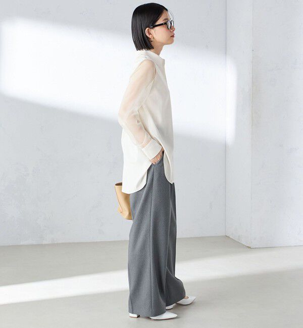 SHIPS for women「〈手洗い可能〉シアー袖 ドッキング シャツ」|シャツ・ブラウス|