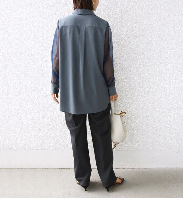 SHIPS for women「〈手洗い可能〉シアー袖 ドッキング シャツ」|シャツ・ブラウス|