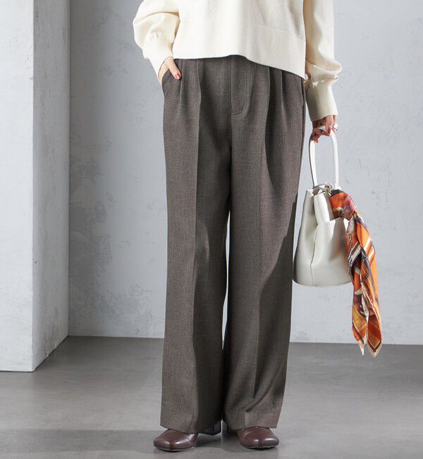 SHIPS for women「〈手洗い可能〉シャーク ツイード タック パンツ」|その他|ブラウン