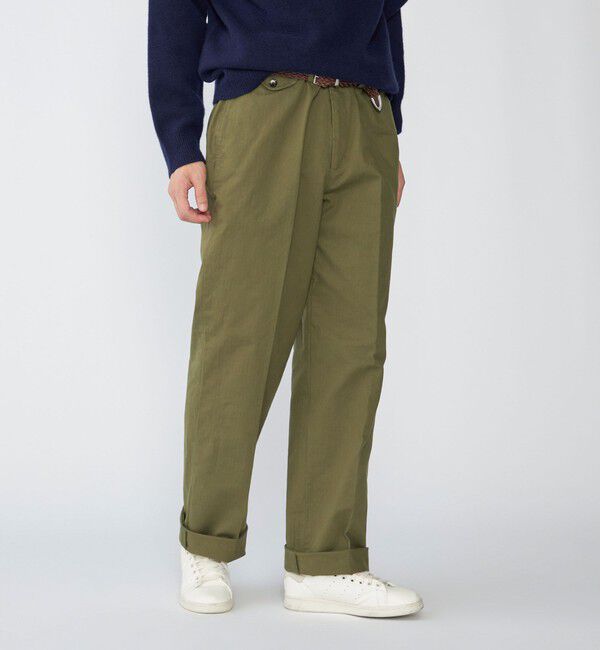 SHIPS「【SHIPS別注】THOMSON: ヘリンボーン トラウザー パンツ」|スラックス|オリーブ