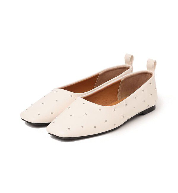 SHIPS any「【SHIPS any別注】eblouna: スタッズ スクエアトゥ フラット パンプス」|パンプス|