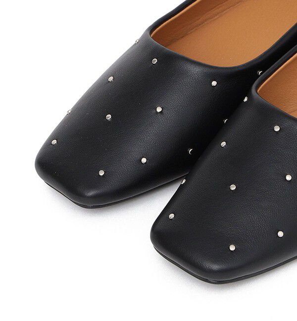 SHIPS any「【SHIPS any別注】eblouna: スタッズ スクエアトゥ フラット パンプス」|パンプス|