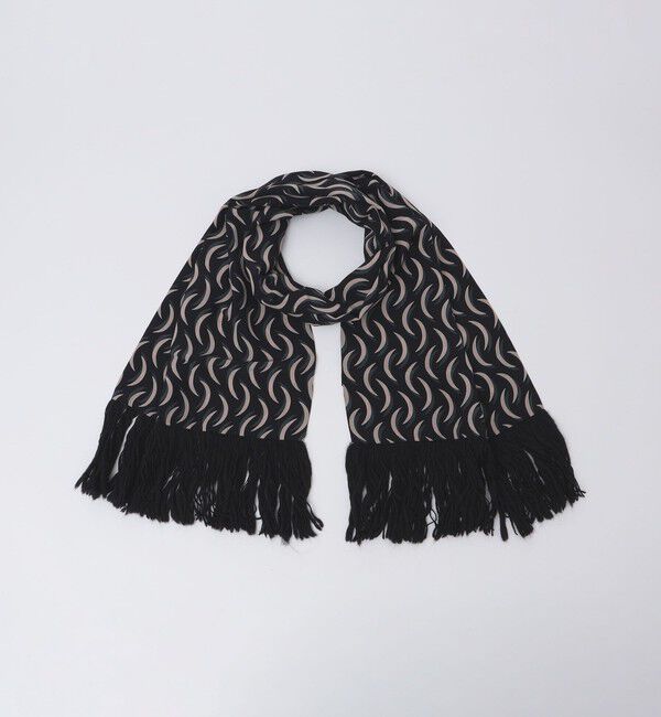 SHIPS「【SHIPS別注】Stefano Cau: シルク フリンジ ストール ウェーブ」|ストール|ブラック