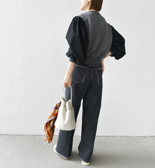 SHIPS for women「【WEB限定】〈手洗い可能〉エア ダンボール 布帛 コンビ プルオーバー」|スウェット・ジャージ|