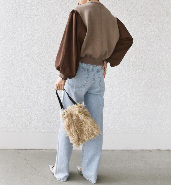 SHIPS for women「【WEB限定】〈手洗い可能〉エア ダンボール 布帛 コンビ プルオーバー」|スウェット・ジャージ|