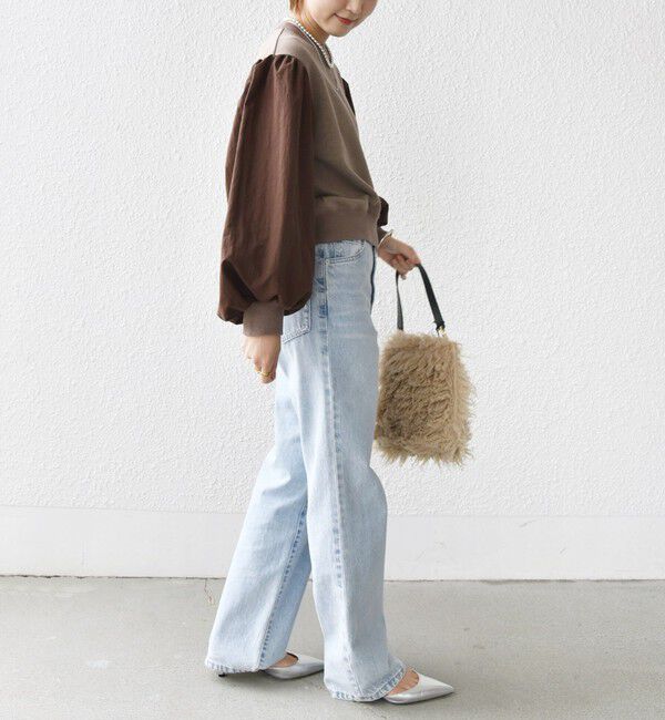 SHIPS for women「【WEB限定】〈手洗い可能〉エア ダンボール 布帛 コンビ プルオーバー」|スウェット・ジャージ|