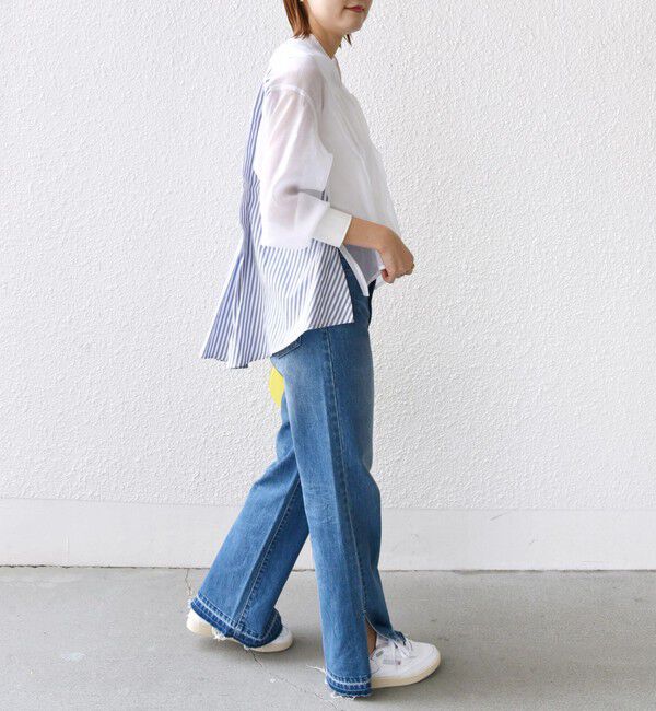 SHIPS for women「【WEB限定】〈手洗い可能〉異素材 ウエスト タック ブラウス」|シャツ・ブラウス|