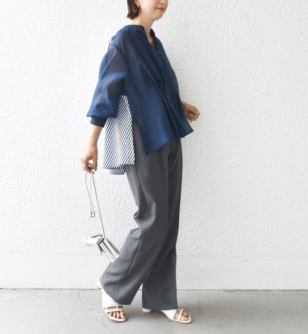 SHIPS for women「【WEB限定】〈手洗い可能〉異素材 ウエスト タック ブラウス」|シャツ・ブラウス|