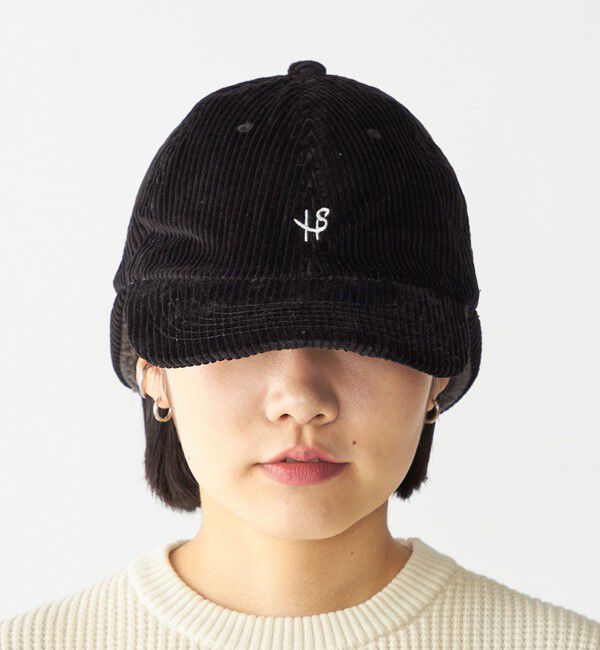 SHIPS「【WEB限定】SHIPS: ワンポイント ロゴ 刺繍 コーデュロイ ボア オーバーフィット キャップ」|キャップ・キャスケット|ブラック