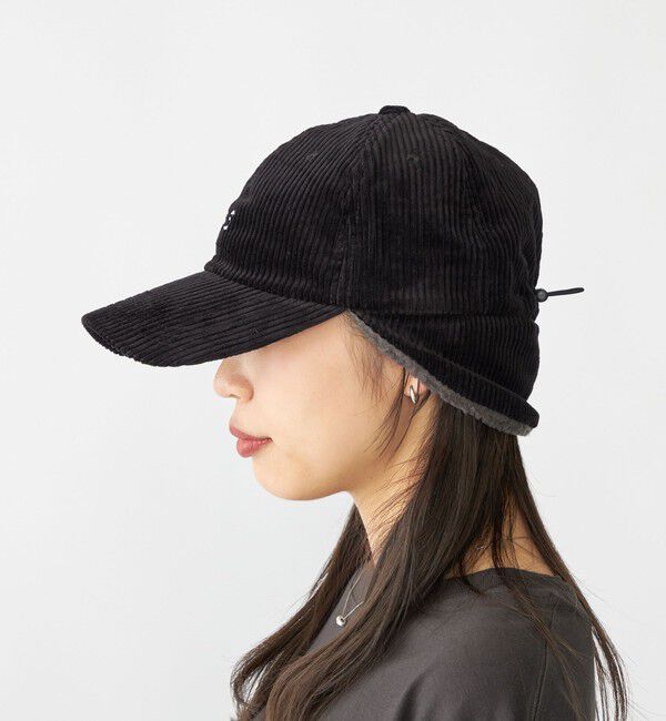 SHIPS「【WEB限定】SHIPS: ワンポイント ロゴ 刺繍 コーデュロイ ボア オーバーフィット キャップ」|キャップ・キャスケット|