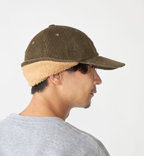 SHIPS「【WEB限定】SHIPS: ワンポイント ロゴ 刺繍 コーデュロイ ボア オーバーフィット キャップ」|キャップ・キャスケット|