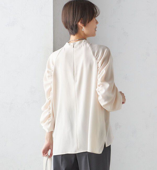 SHIPS for women「〈手洗い可能〉ストレッチ ジョーゼット 袖 ギャザー ブラウス」|シャツ・ブラウス|