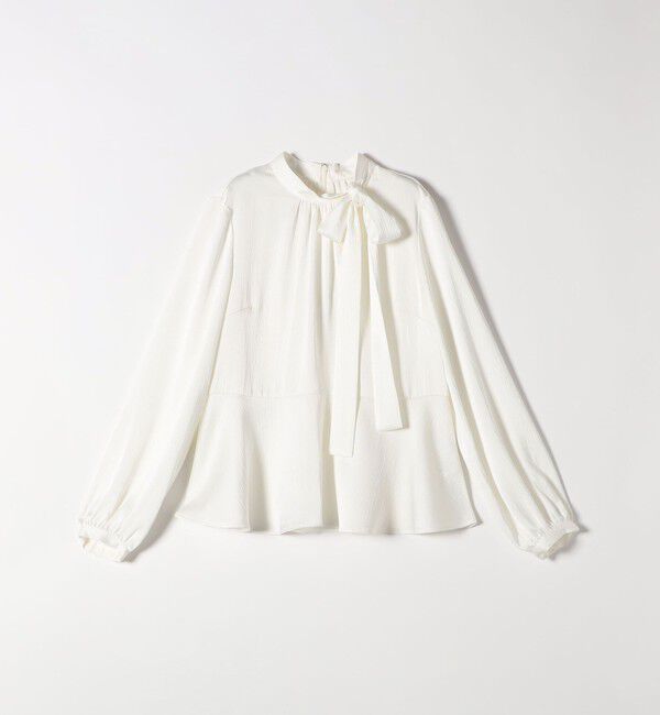 quaranciel「quaranciel:〈洗濯機可能〉ボウタイ リボン付 スタンドカラー ペプラム ブラウス」|シャツ・ブラウス|