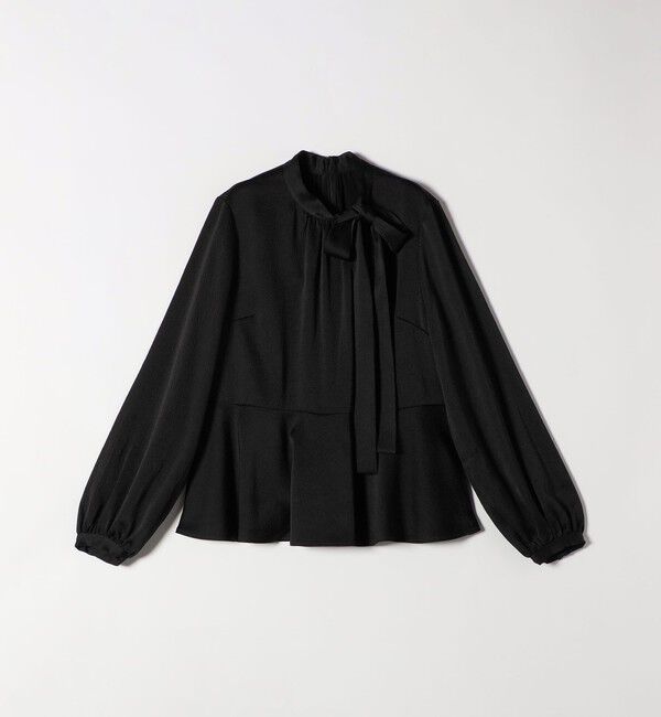 quaranciel「quaranciel:〈洗濯機可能〉ボウタイ リボン付 スタンドカラー ペプラム ブラウス」|シャツ・ブラウス|
