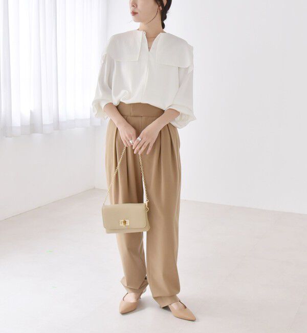 quaranciel「quaranciel:〈洗濯機可能〉ケープデザイン スキッパー ブラウス」|シャツ・ブラウス|