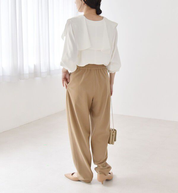 quaranciel「quaranciel:〈洗濯機可能〉ケープデザイン スキッパー ブラウス」|シャツ・ブラウス|