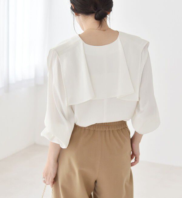 quaranciel「quaranciel:〈洗濯機可能〉ケープデザイン スキッパー ブラウス」|シャツ・ブラウス|
