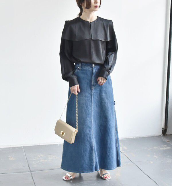 quaranciel「quaranciel:〈洗濯機可能〉ケープデザイン スキッパー ブラウス」|シャツ・ブラウス|