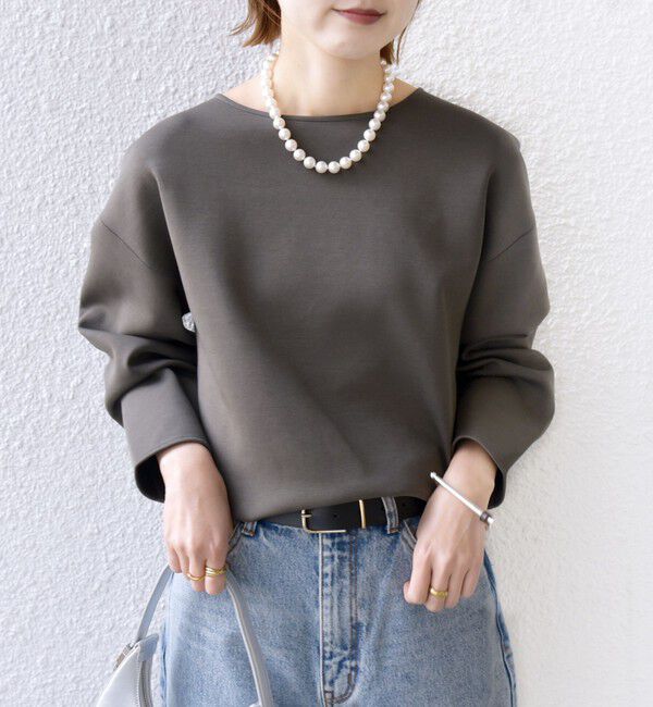 SHIPS for women「〈洗濯機可能〉ダンボール ラウンドヘム プルオーバー」|スウェット・ジャージ|ダークグレー