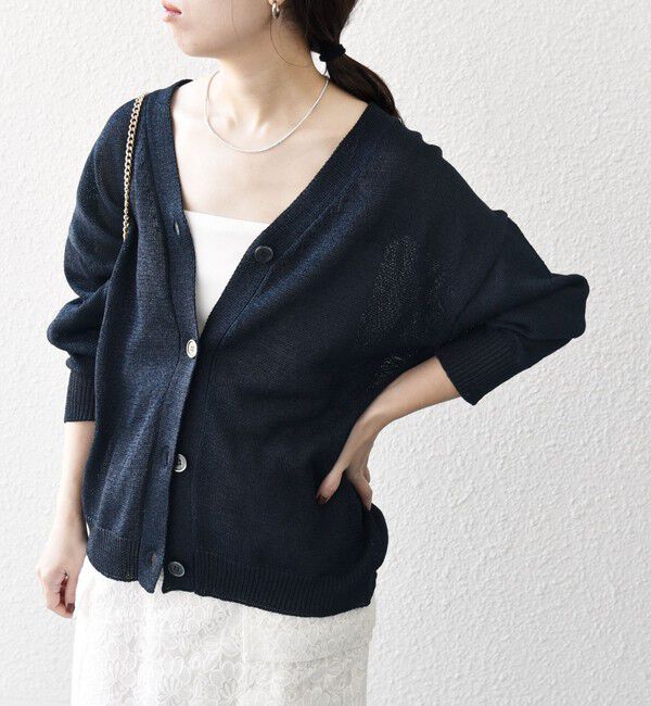 SHIPS any「SHIPS any:〈手洗い可能〉バルキー シアー Vネック ニット カーディガン」|カーディガン|