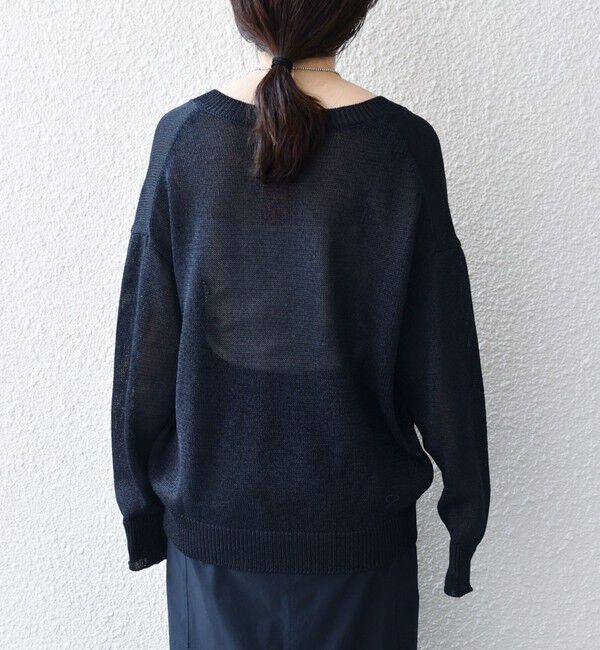 SHIPS any「SHIPS any:〈手洗い可能〉バルキー シアー Vネック ニット プルオーバー」|ニット・セーター|