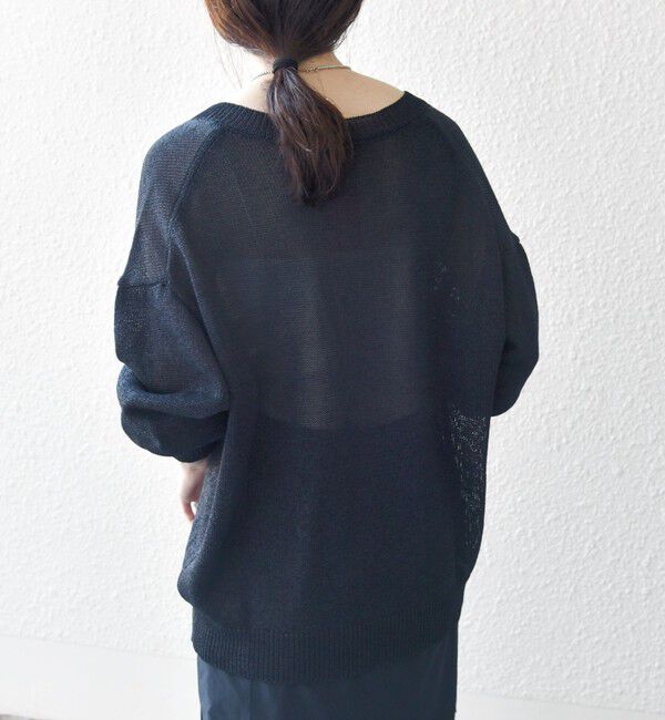 SHIPS any「SHIPS any:〈手洗い可能〉バルキー シアー Vネック ニット プルオーバー」|ニット・セーター|