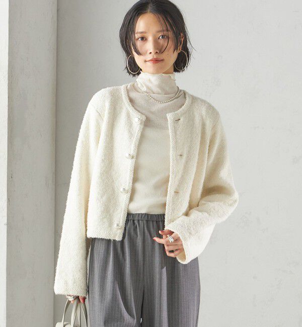 SHIPS for women「〈手洗い可能〉ミックス ツイード ショート ジャケット」|カーディガン|