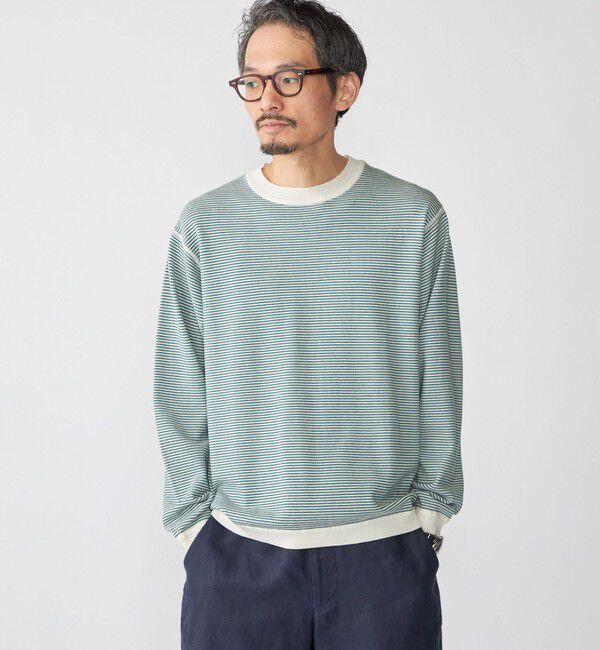 SHIPS「SHIPS:〈洗濯機可能〉14ゲージ マイクロボーダー ウール スウェット ニット」|ニット・セーター|グリーン