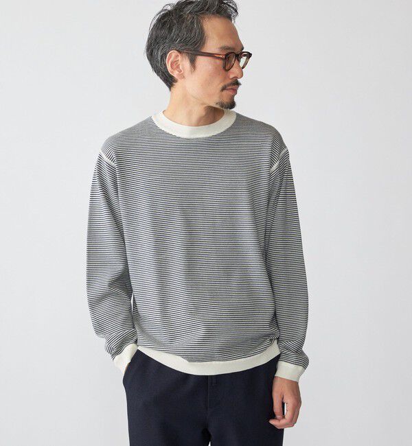 SHIPS「SHIPS:〈洗濯機可能〉14ゲージ マイクロボーダー ウール スウェット ニット」|ニット・セーター|