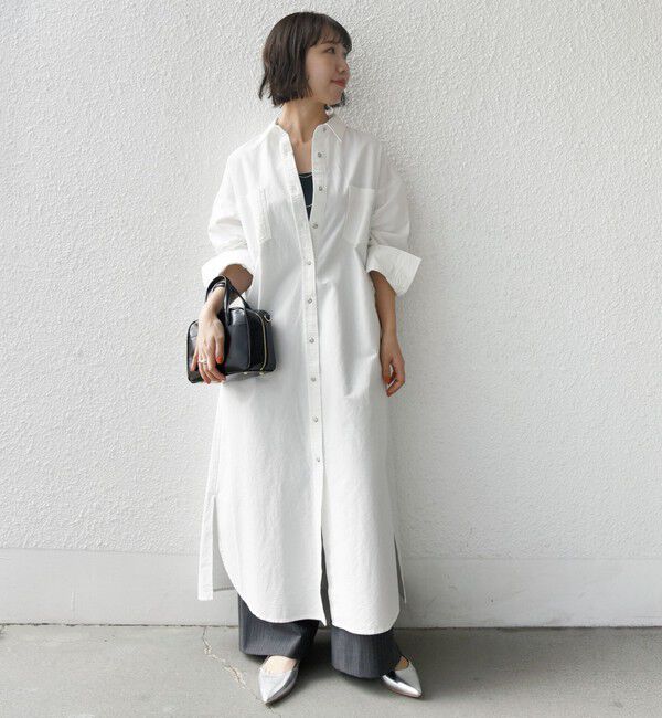 SHIPS for women「〈洗濯機可能〉ワンポイント 刺繍 シャツ ワンピース」|ワンピース|