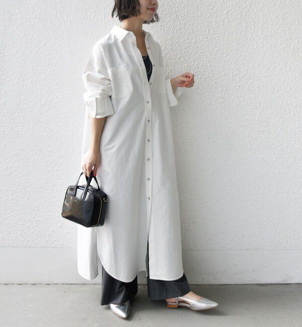 SHIPS for women「〈洗濯機可能〉ワンポイント 刺繍 シャツ ワンピース」|ワンピース|