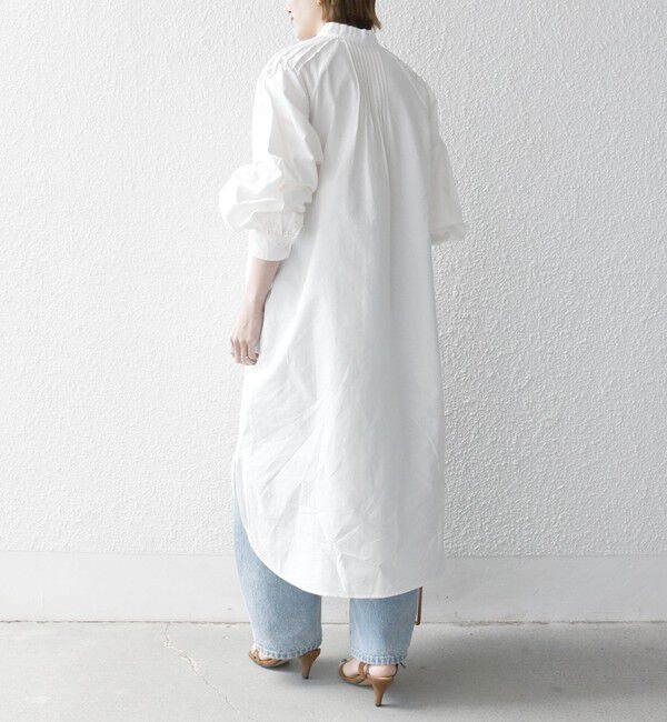 SHIPS any「SHIPS any:〈洗濯機可能〉オックス ピンタック スタンドカラー シャツ ワンピース」|ワンピース|