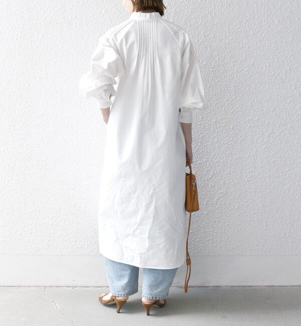 SHIPS any「SHIPS any:〈洗濯機可能〉オックス ピンタック スタンドカラー シャツ ワンピース」|ワンピース|