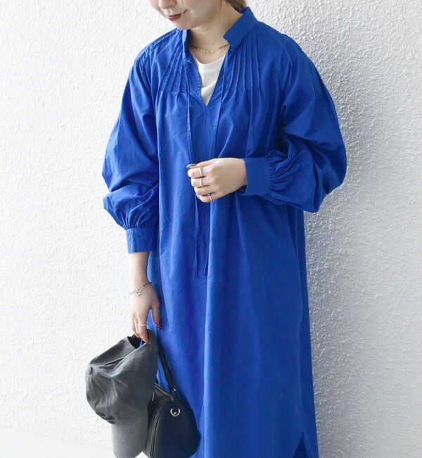 SHIPS any「SHIPS any:〈洗濯機可能〉オックス ピンタック スタンドカラー シャツ ワンピース」|ワンピース|