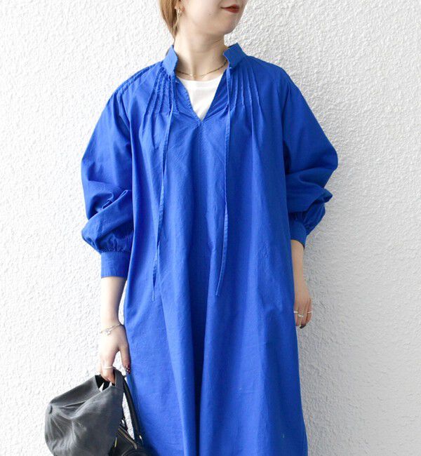 SHIPS any「SHIPS any:〈洗濯機可能〉オックス ピンタック スタンドカラー シャツ ワンピース」|ワンピース|