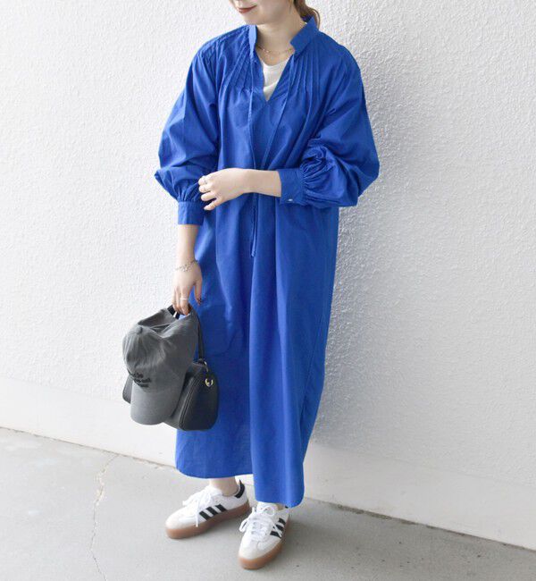 SHIPS any「SHIPS any:〈洗濯機可能〉オックス ピンタック スタンドカラー シャツ ワンピース」|ワンピース|