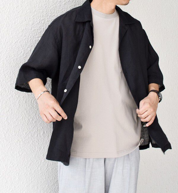 SHIPS any「SHIPS any: ピュアリネン キャンプポケット ハーフスリーブ オープン シャツ◇」|シャツ・ブラウス|ブラック