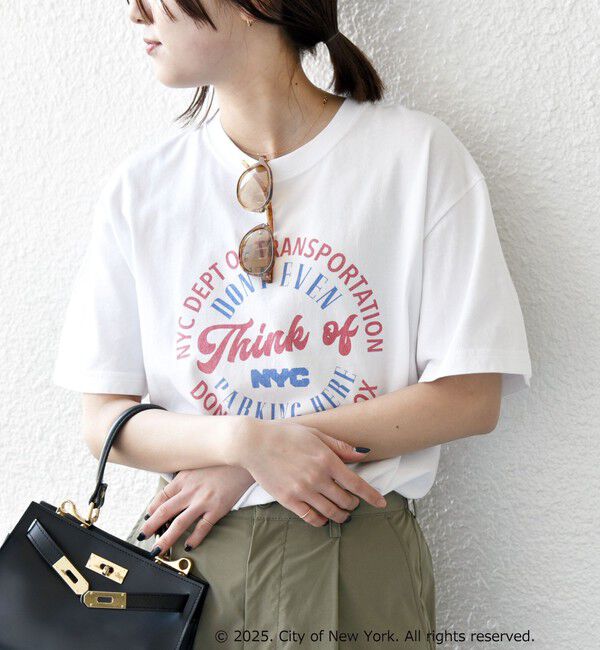 SHIPS any「GOOD ROCK SPEED:〈洗濯機可能〉NYC ラウンド ロゴ プリント TEE」|Tシャツ・カットソー|ホワイト