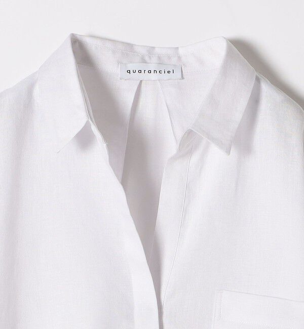 quaranciel「quaranciel:〈洗濯機可能〉リネン ミックス フロントギャザー スキッパー シャツ」|シャツ・ブラウス|