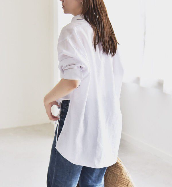 quaranciel「quaranciel:〈洗濯機可能〉リネン ミックス フロントギャザー スキッパー シャツ」|シャツ・ブラウス|