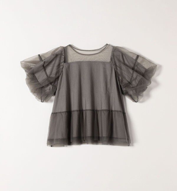 quaranciel「quaranciel:〈手洗い可能〉チュール パフスリーブ ドッキング プルオーバー」|Tシャツ・カットソー|