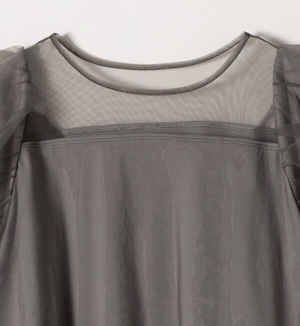 quaranciel「quaranciel:〈手洗い可能〉チュール パフスリーブ ドッキング プルオーバー」|Tシャツ・カットソー|