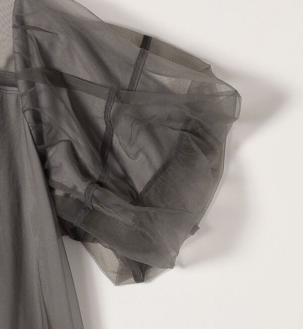 quaranciel「quaranciel:〈手洗い可能〉チュール パフスリーブ ドッキング プルオーバー」|Tシャツ・カットソー|