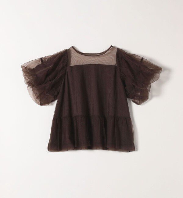 quaranciel「quaranciel:〈手洗い可能〉チュール パフスリーブ ドッキング プルオーバー」|Tシャツ・カットソー|